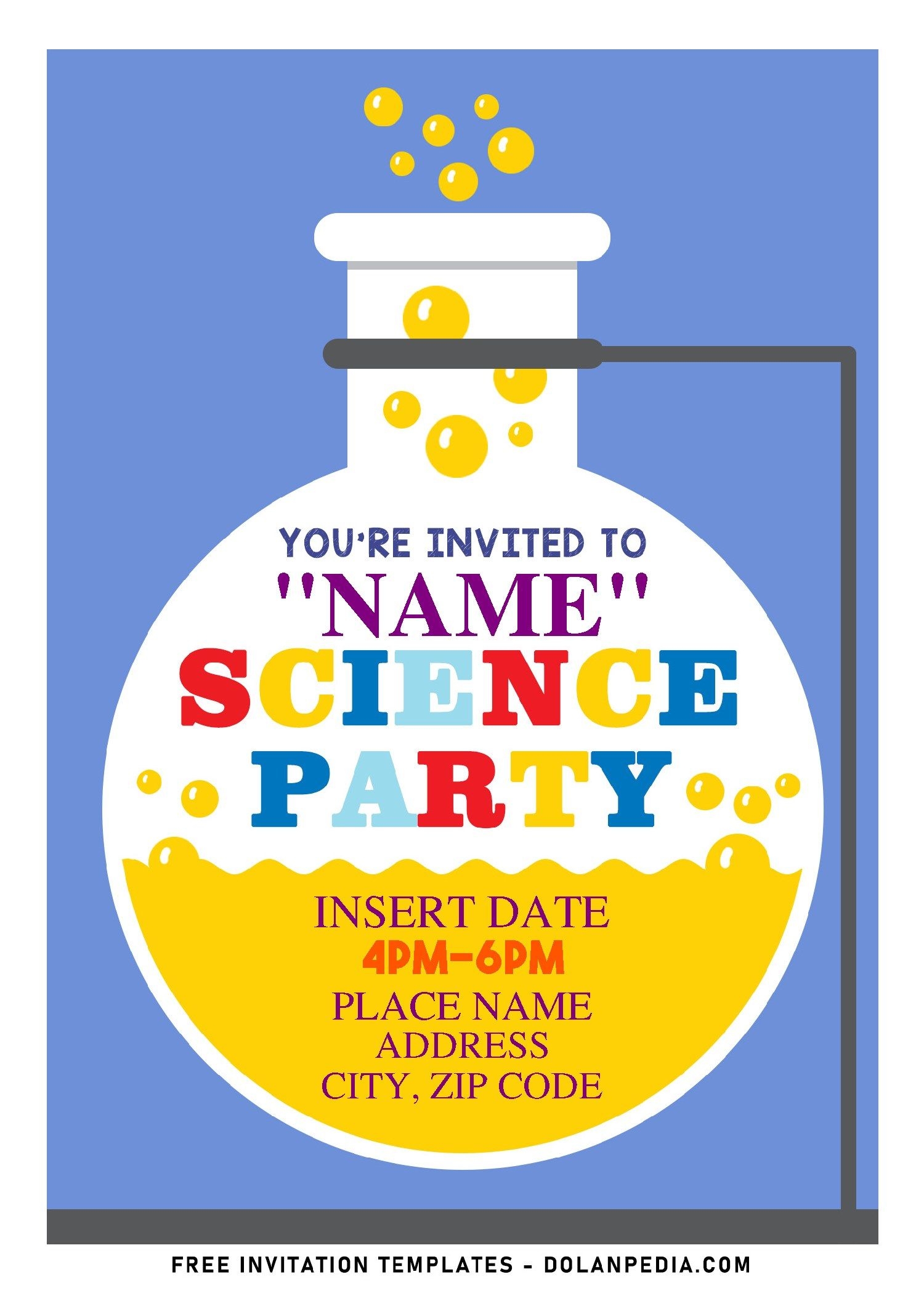 Colorful Science Party Invitation Templates Free Editable PDF