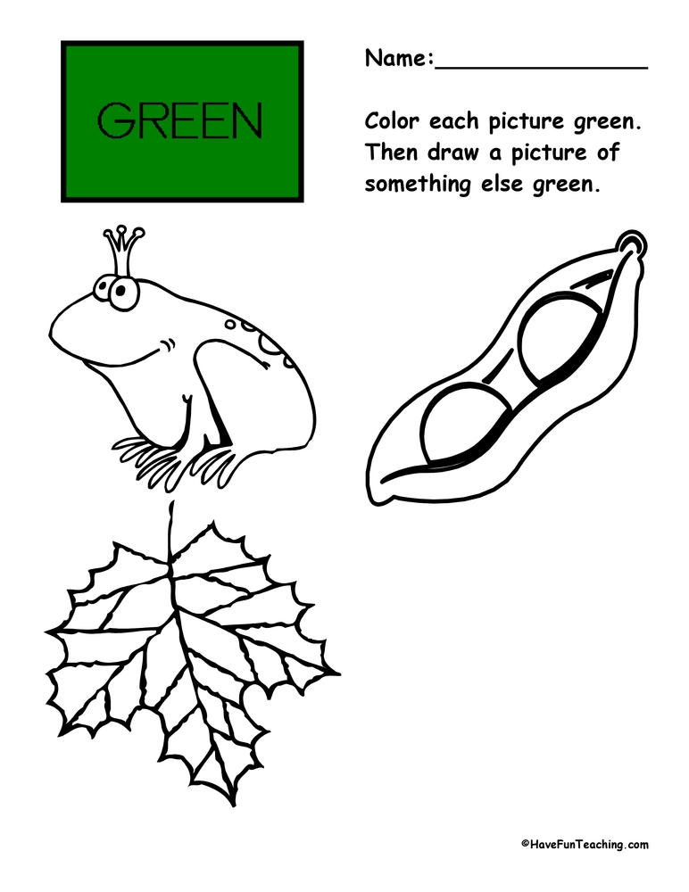 Coloring Green Pictures Worksheet Have Fun Teaching