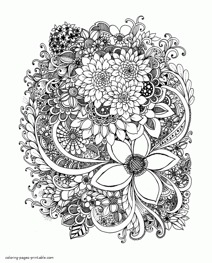 Coloring Pages Flowers For Adults Single Flower Coloring Coloring Pages