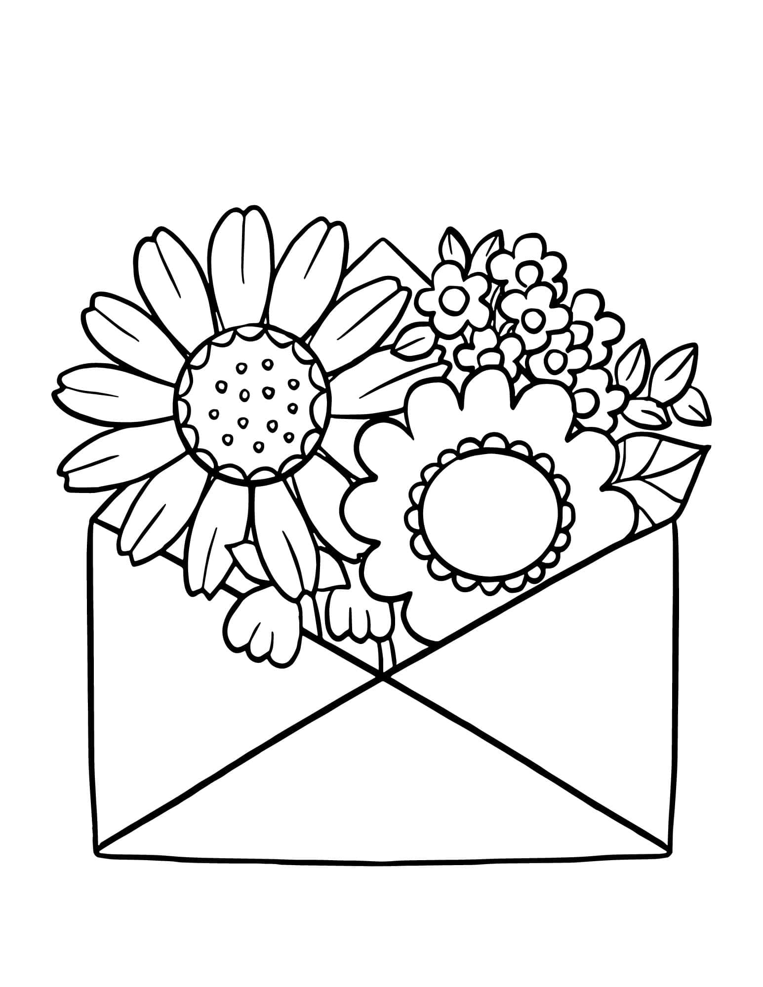 Easy Color Pages Flowers