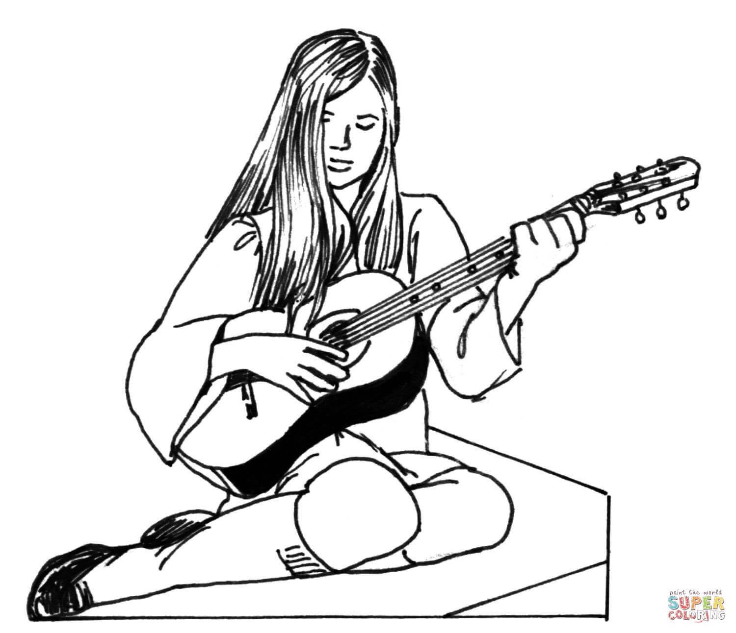 Coloring Pages Guitar Coloring Home