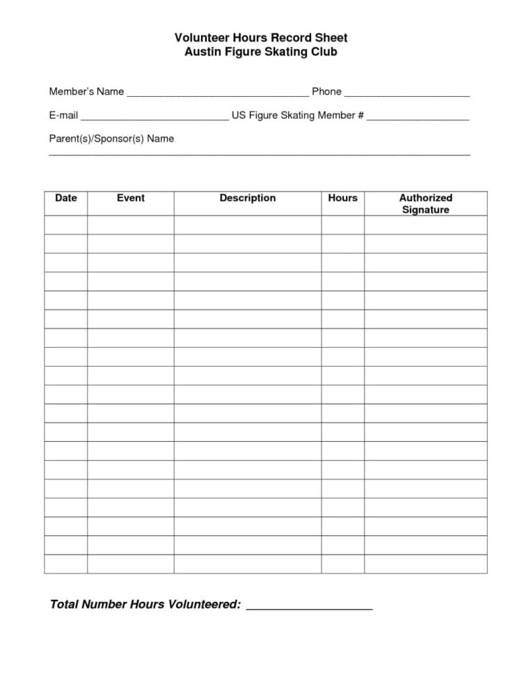 volunteer hours worksheet