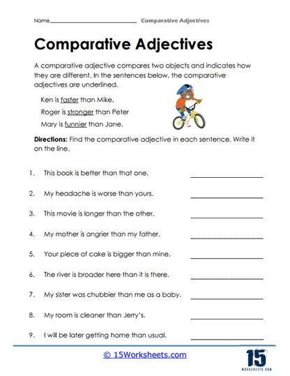 Comparative Adjectives Worksheets 15 Worksheets Worksheets Library