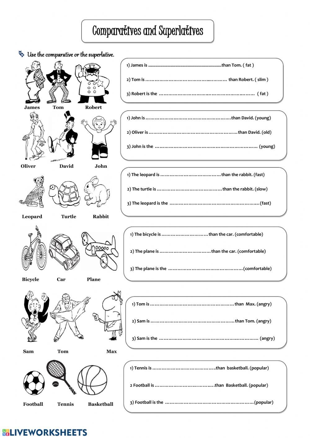 comparatives and superlatives worksheet