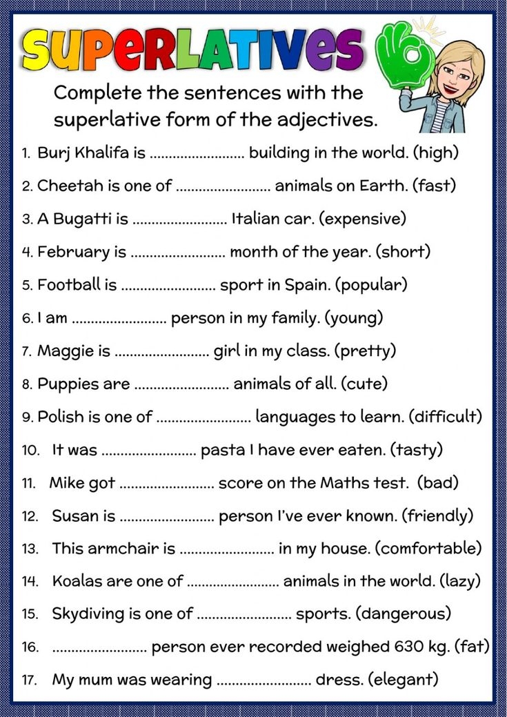 comparative superlative adjectives worksheets