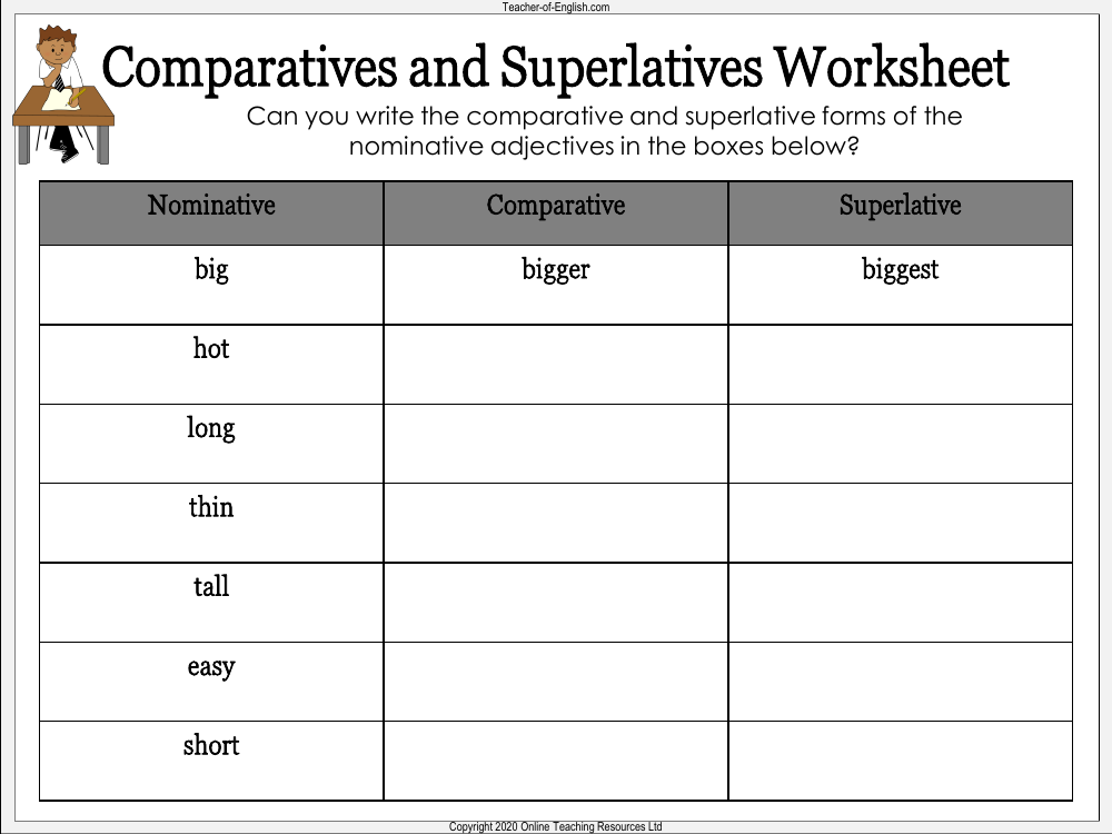 Comparatives And Superlatives Worksheet English Year 3 Worksheets 