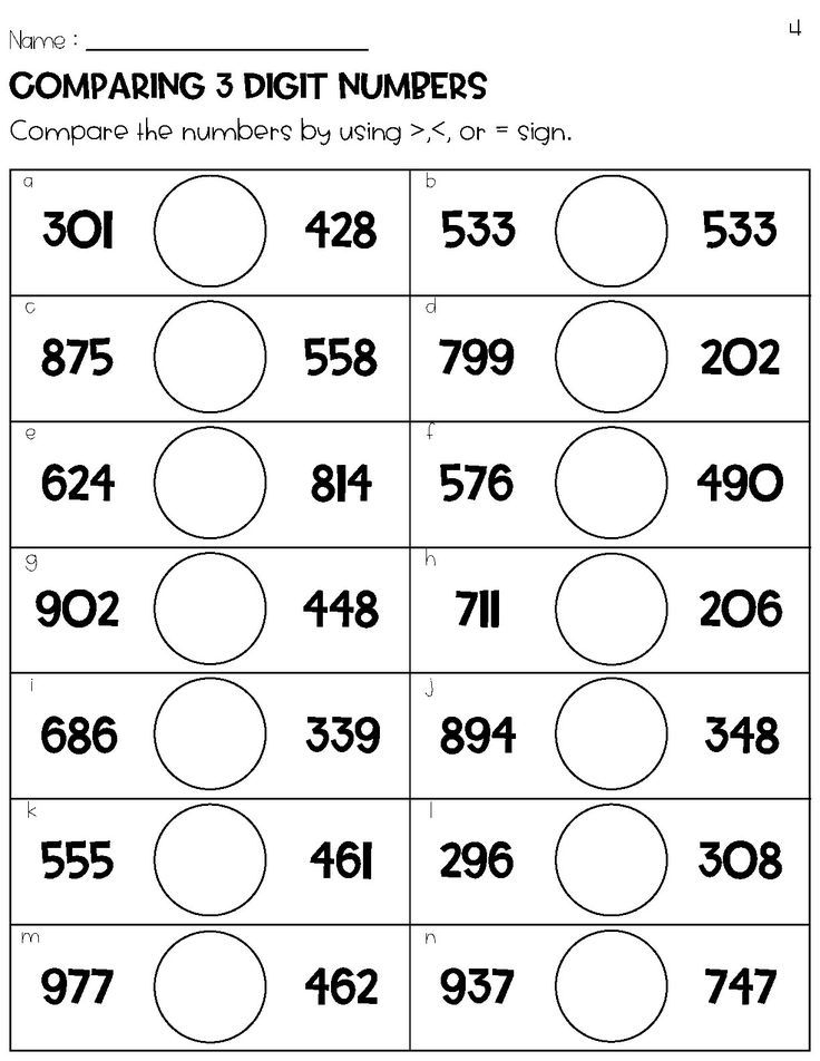 Comparing 3 Digit Numbers Worksheets In 2024 Comparing Numbers 