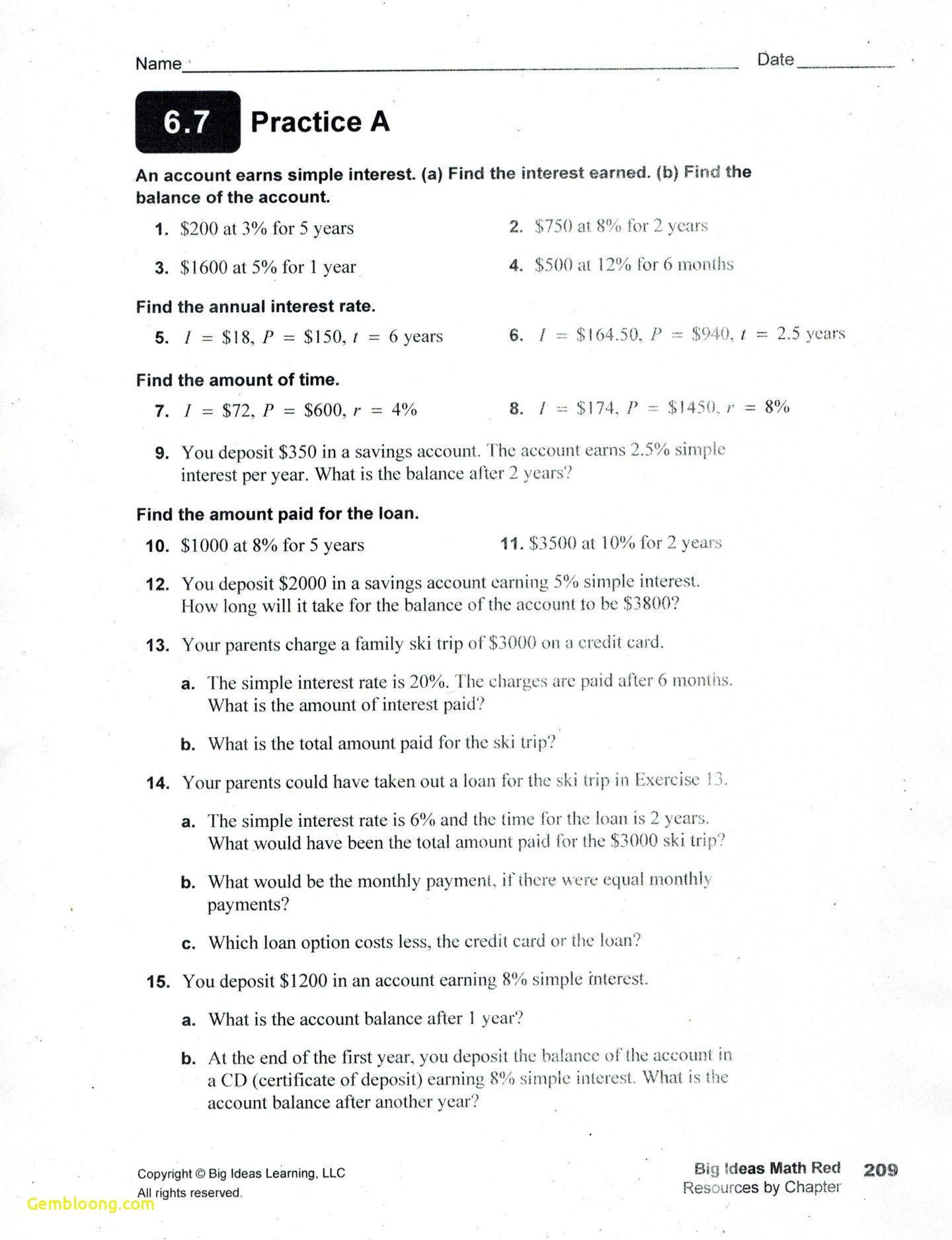 compound and simple interest worksheet