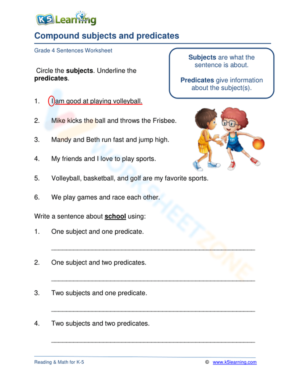 subjects and predicates worksheets