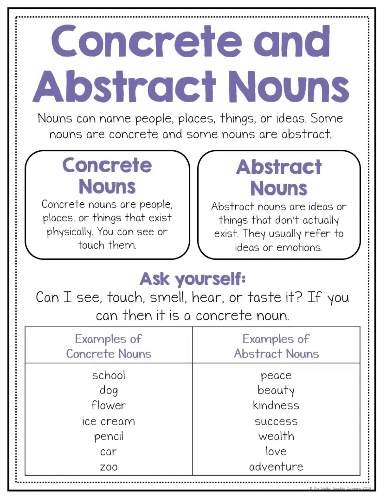 Concrete And Abstract Nouns Worksheet