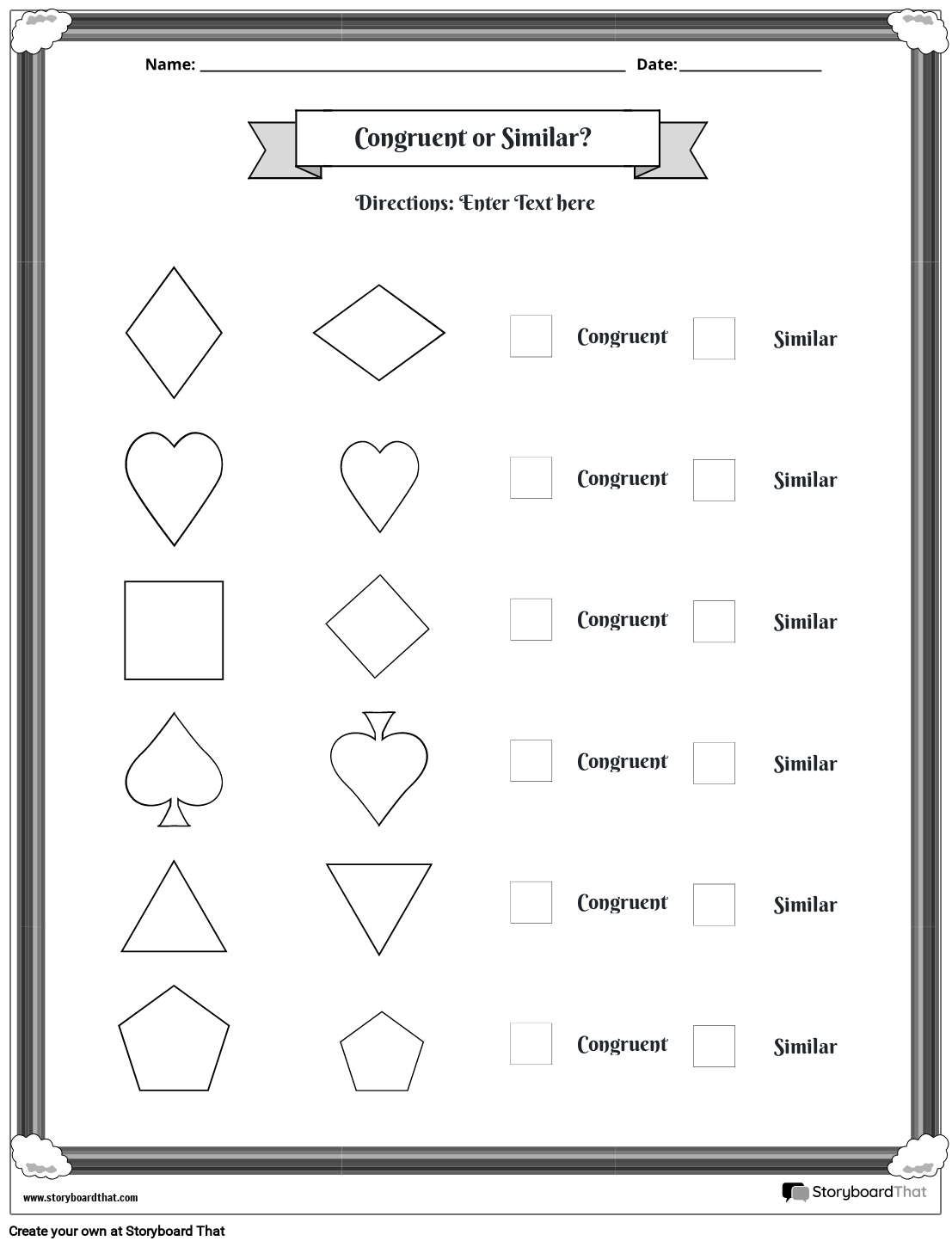congruent shapes worksheet