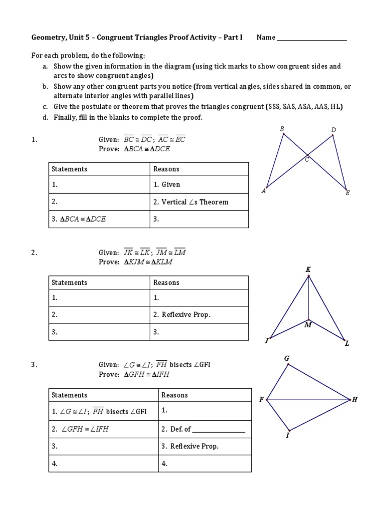congruent triangle proofs worksheet