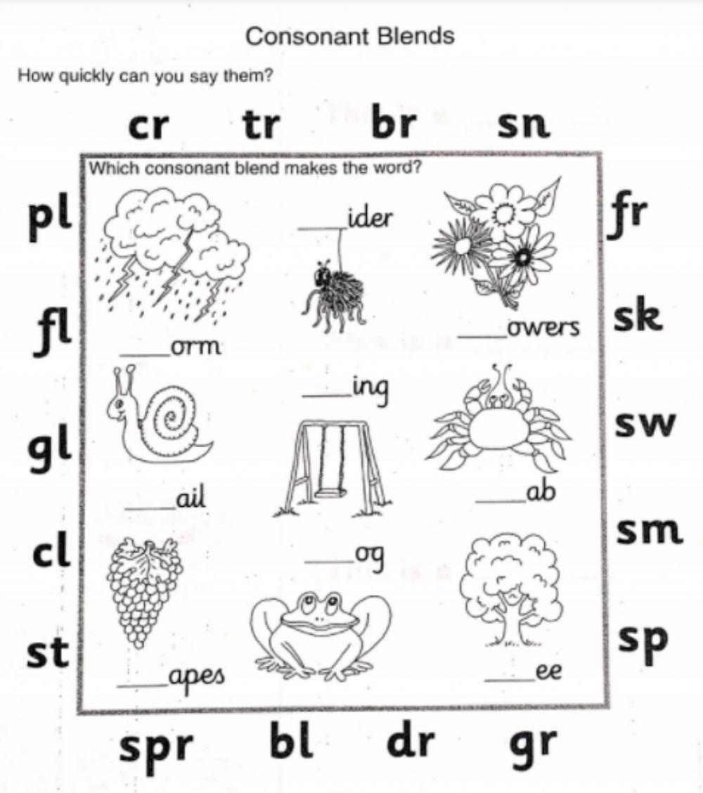 consonant blend worksheets