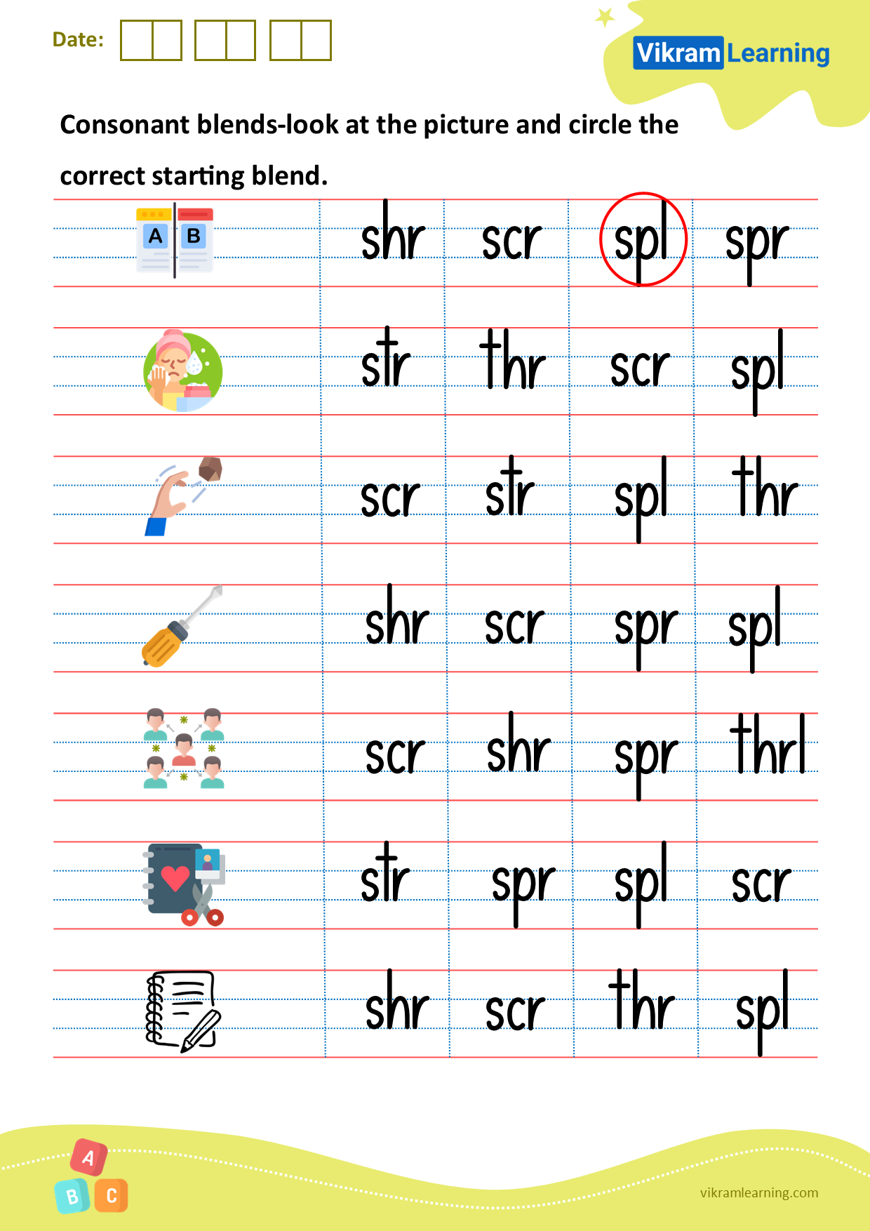 Consonant Blends Worksheet Worksheet For 1st 2nd Grade Lesson 