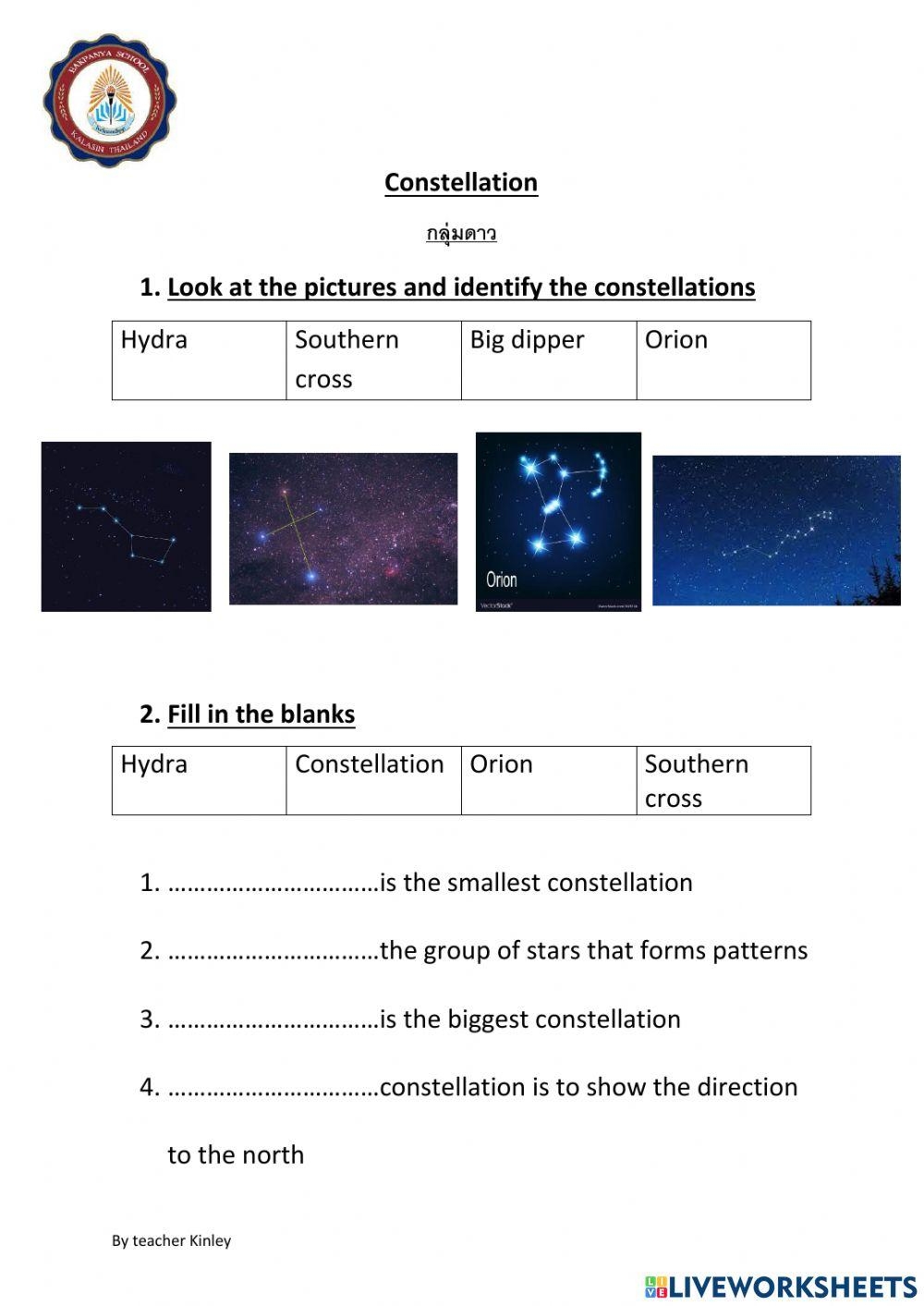 Constellation Online Worksheet Live Worksheets Worksheets Library