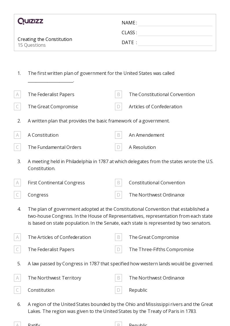 Constitution Day Printables Worksheets Library