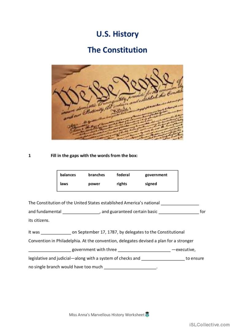 Constitution Worksheet Live Worksheets Worksheets Library