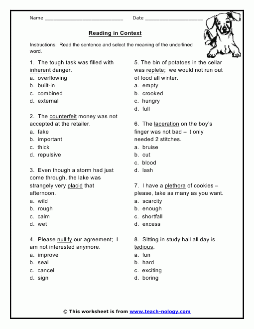 Context Clue Worksheets Photos Free Worksheets Samples
