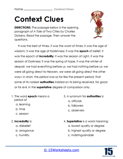 context clue worksheets