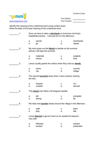 Context Clues Worksheets Games Activities Examples Lesson