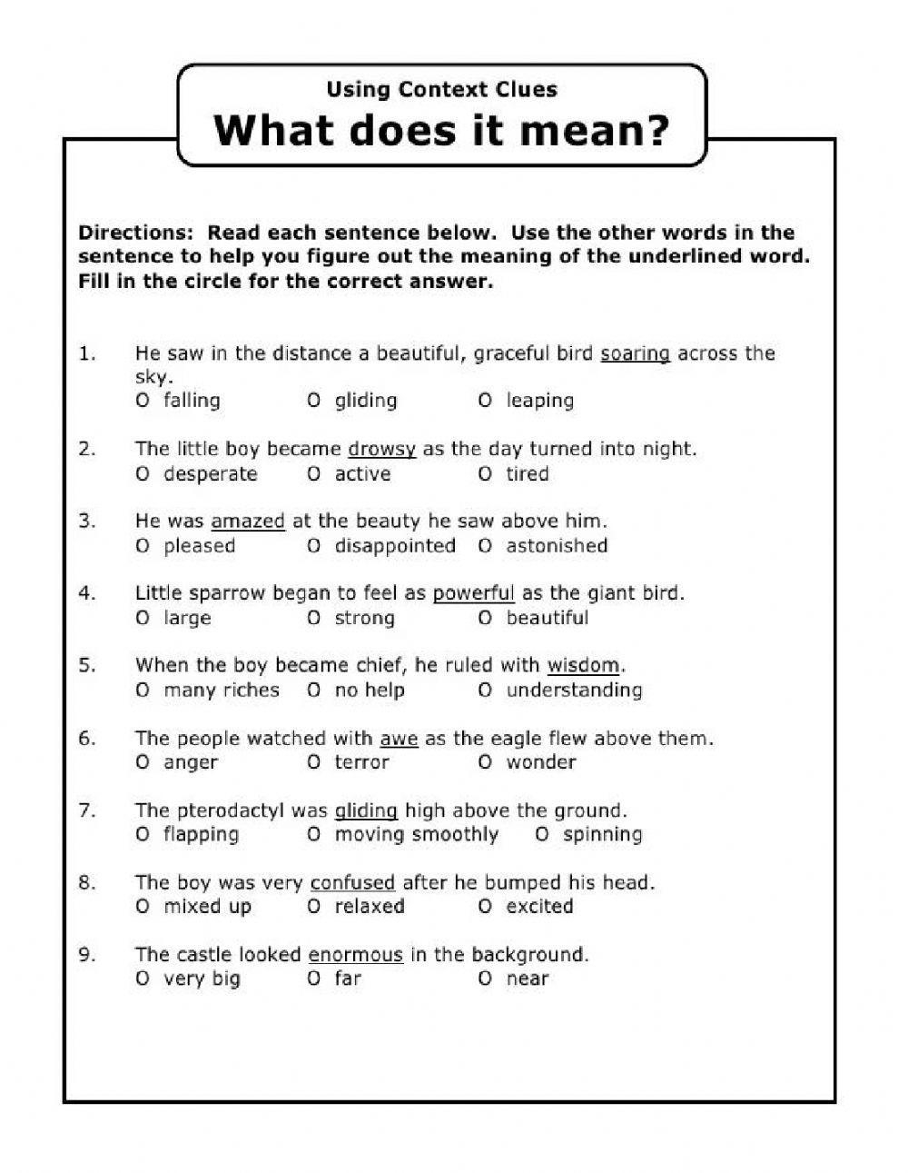 Context Clues Worksheets Worksheets Library
