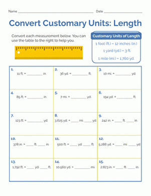 Convert Customary Units Length Interactive Worksheet 