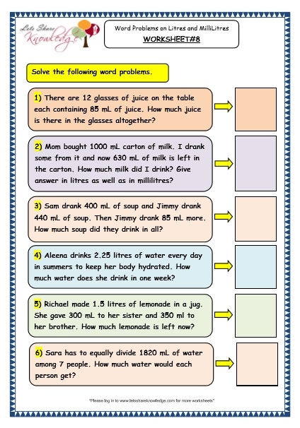 convert litres to millilitres worksheet