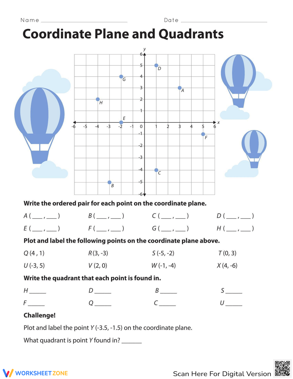 Coordinate Plane Word Problems Worksheet Fun And Engaging 6th 