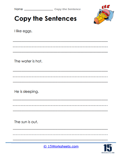 copy sentences worksheets