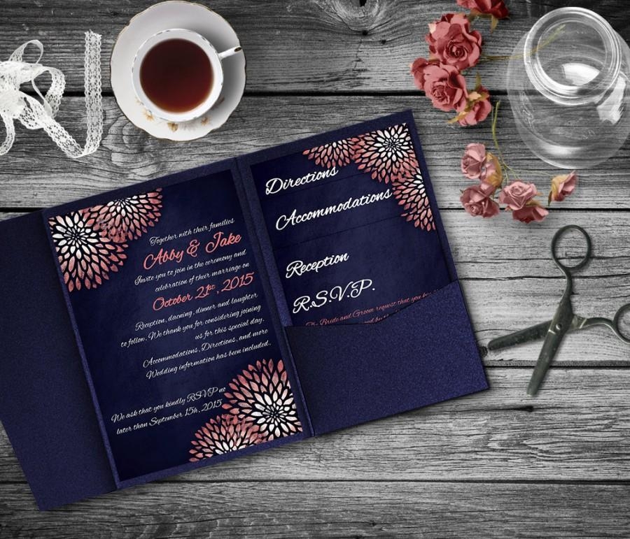 Coral Navy Wedding Invitation Template Invitation Suite Wedding