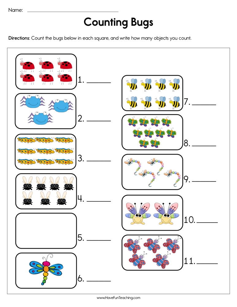 Counting Bugs Worksheet By Teach Simple