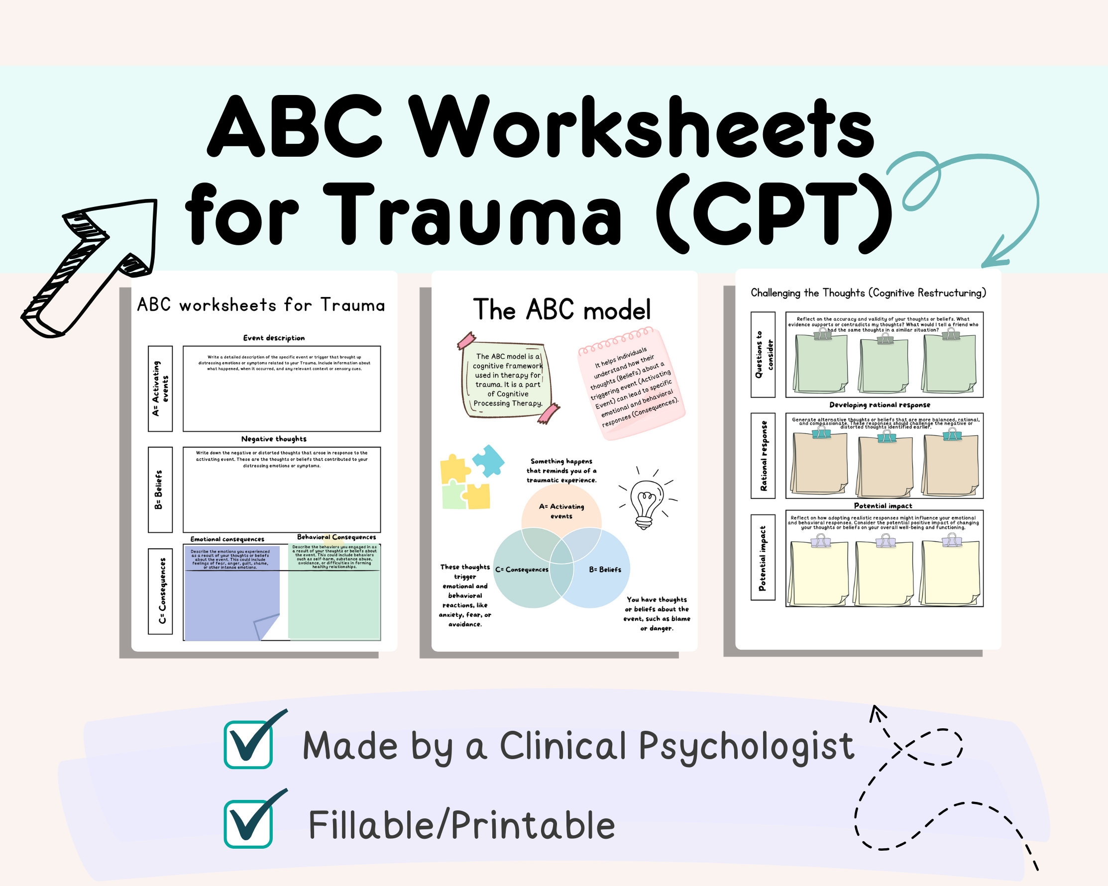 CPT Worksheet ABC Worksheet Trauma Cognitive Processing Therapy CPT