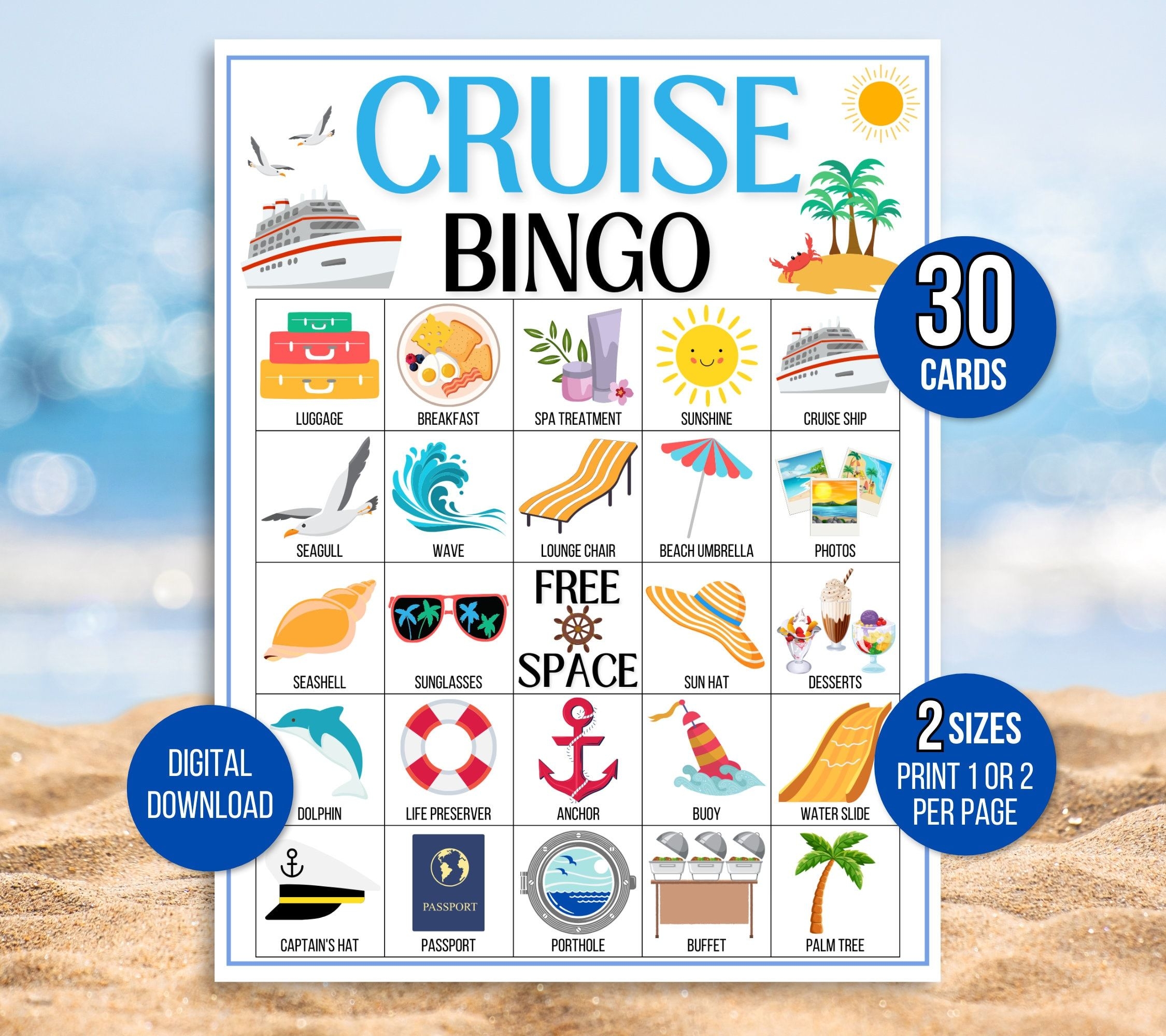 Cruise Bingo 30 Printable Cruise Bingo Cards Cruise Ship Bingo Cruise 