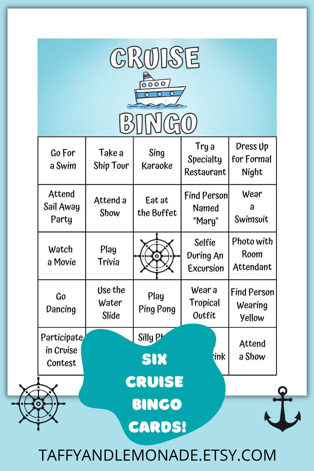 Cruise Vacation Bingo Printable Travel Vacation Game Instant Pdf