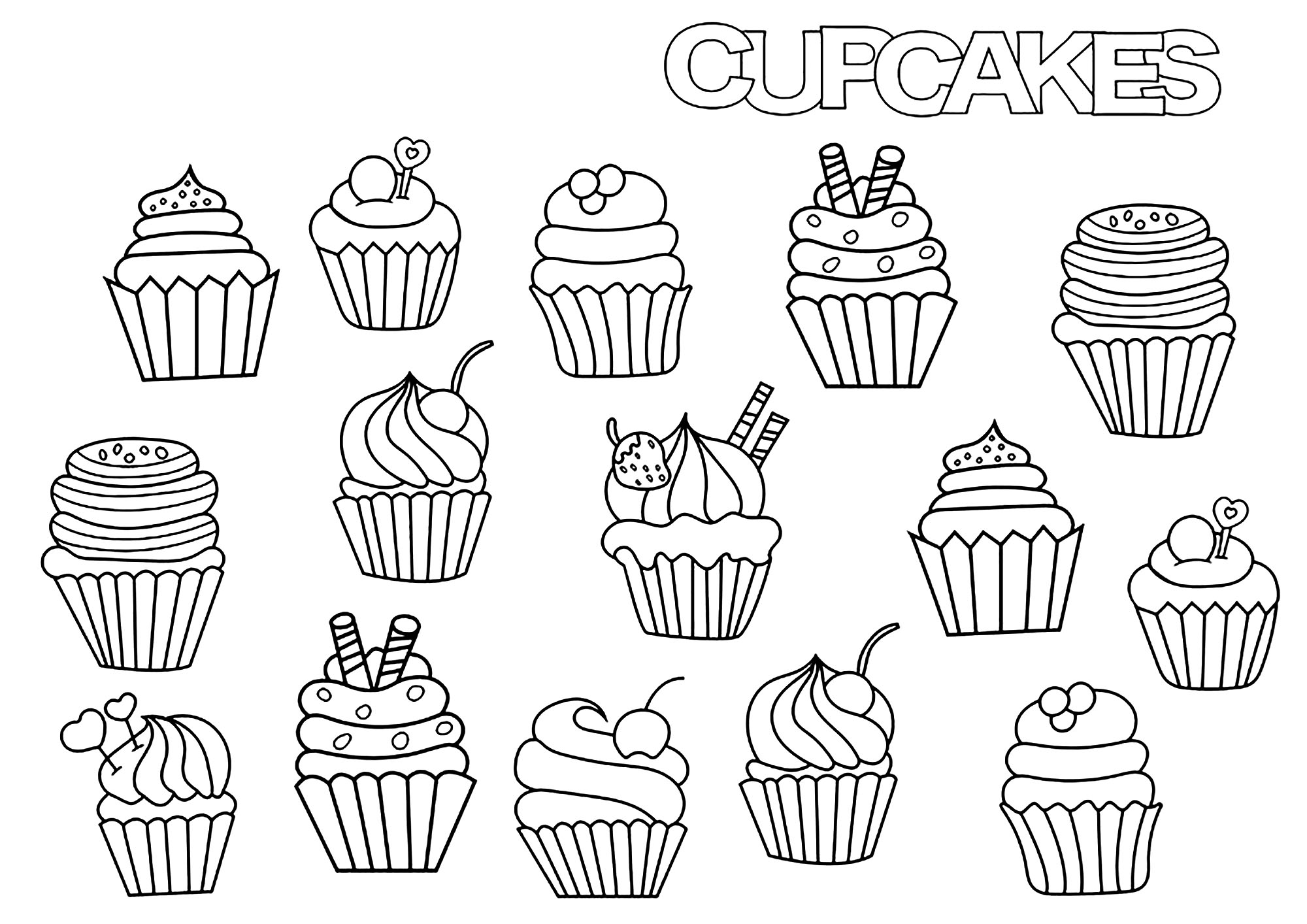 Cup Cake Coloring Page Free Printable Templates