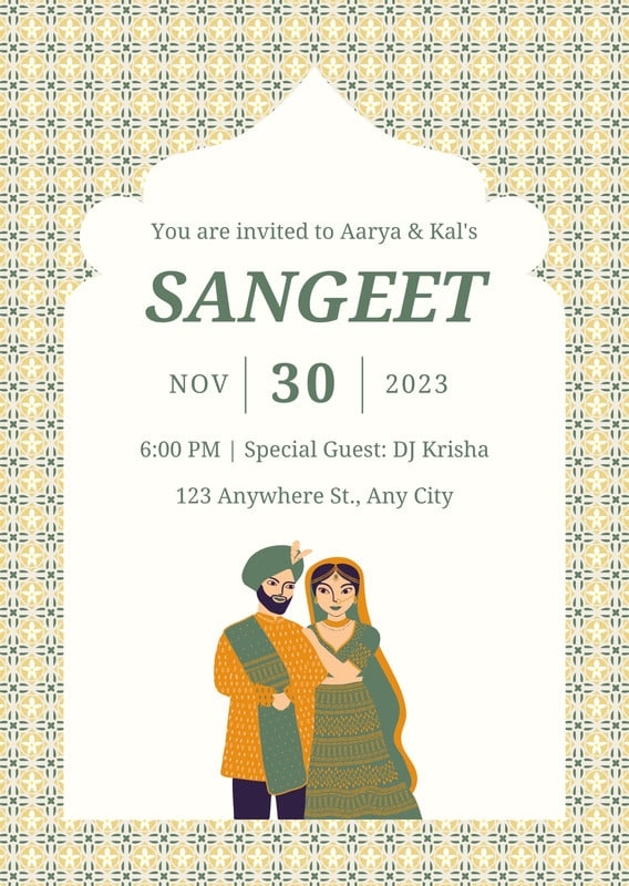sangeet invitation templates