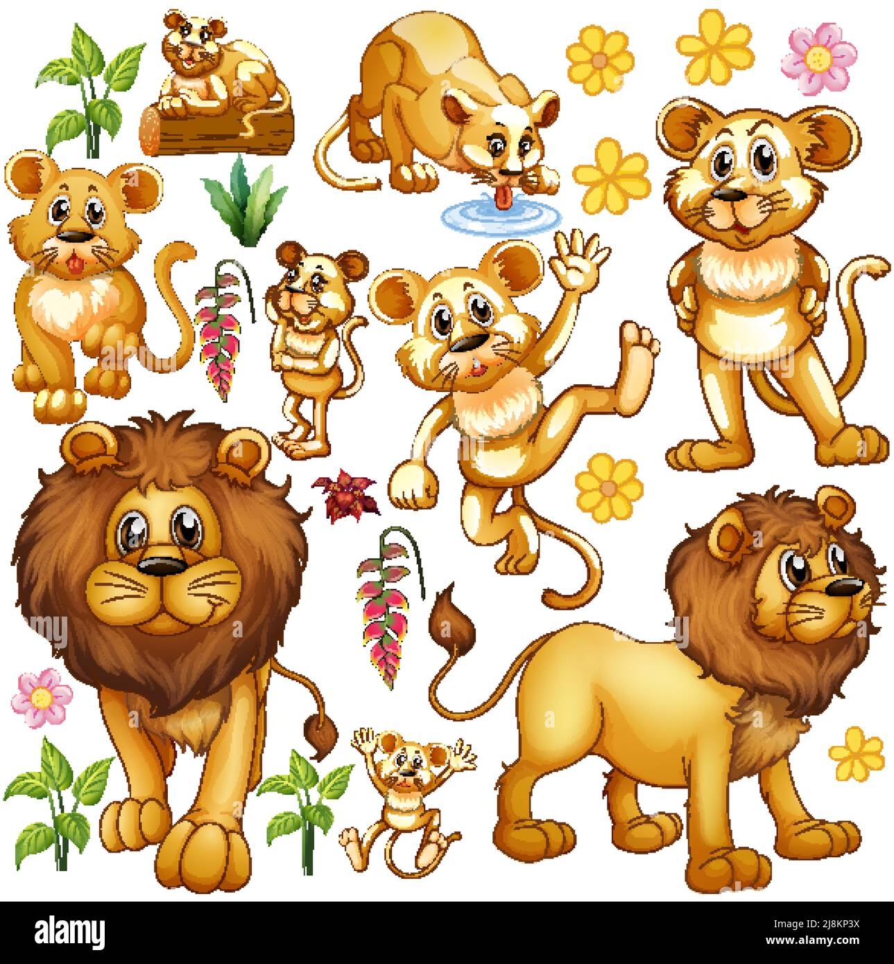 Cute Animals Set On White Background Illustration Stock Vector Image 