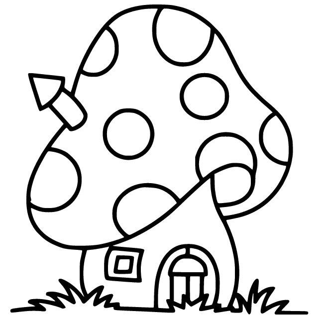 Mushroom House Coloring Page