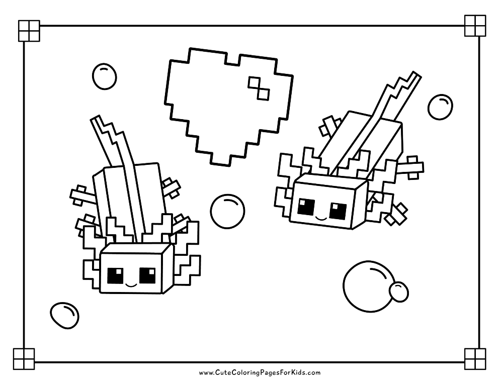 Cute Printable Minecraft Axolotl Coloring Pages For Kids Cute 