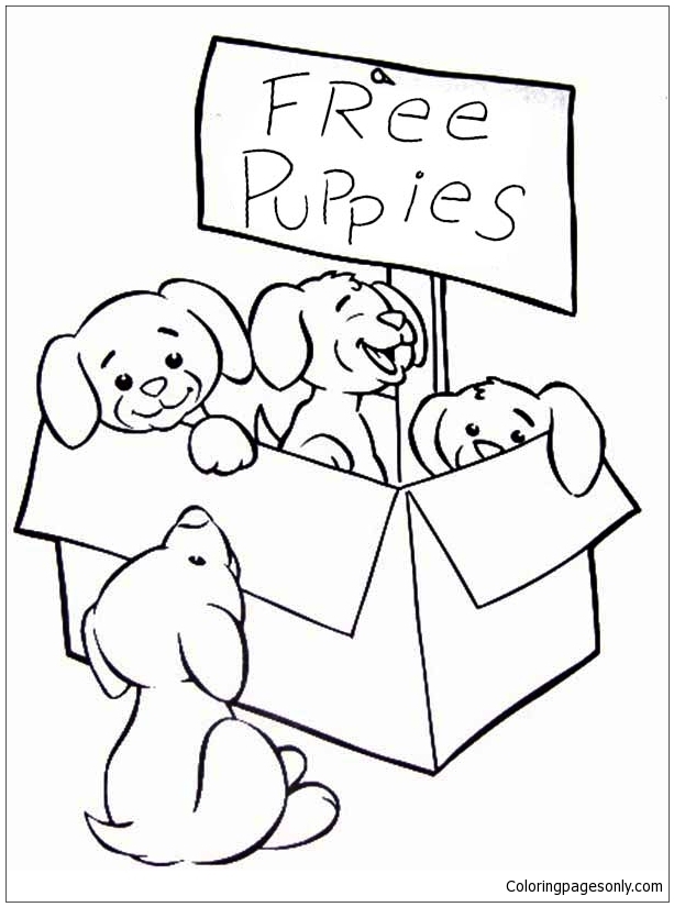 Cute Puppies Coloring Page Free Printable Coloring Pages