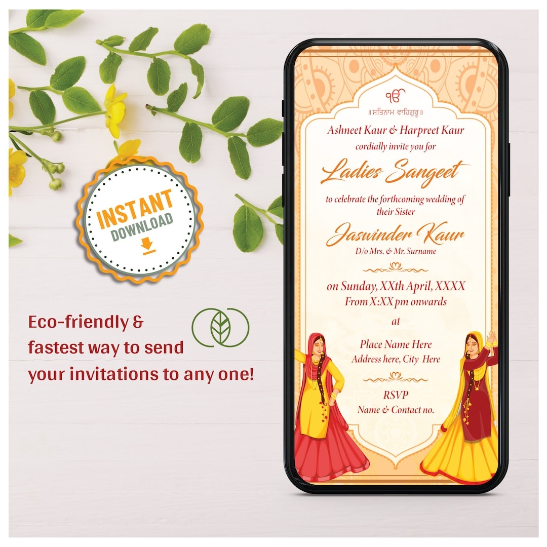 Cute Sangeet Wedding Invitation Template Sangeet Party Invite Card 