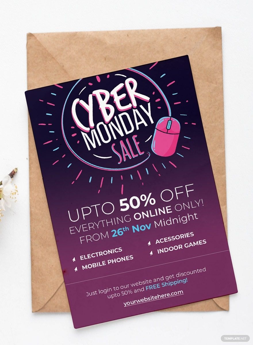 Cyber Monday Shopping Invitation Template In Publisher Word PSD 