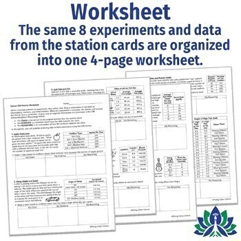 Data Analysis Practice And Science CER Worksheet By Flying Colors Science