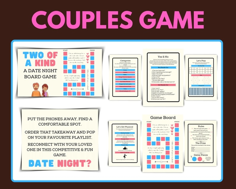 Date Night Couples Games Printable Games For Couples Mr Etsy