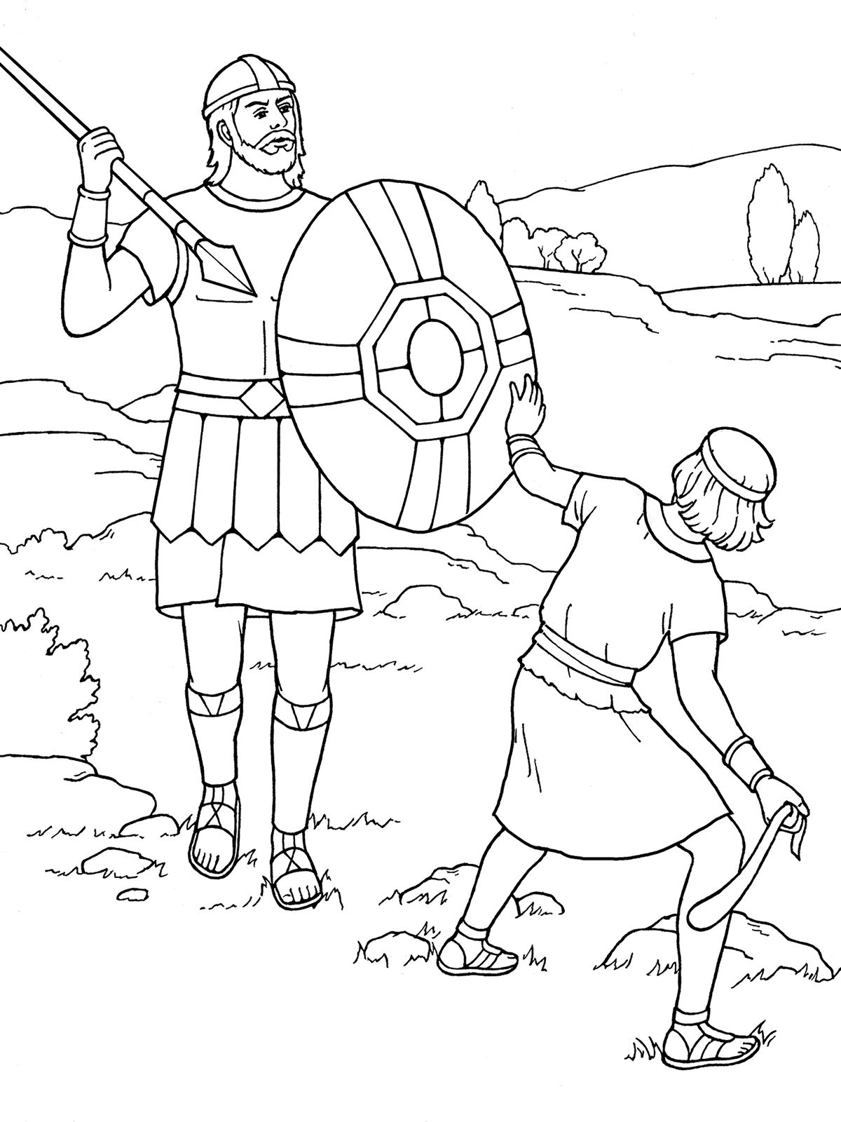 david and goliath coloring page free