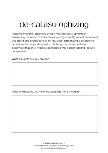 De Catastrophizing Worksheet Home
