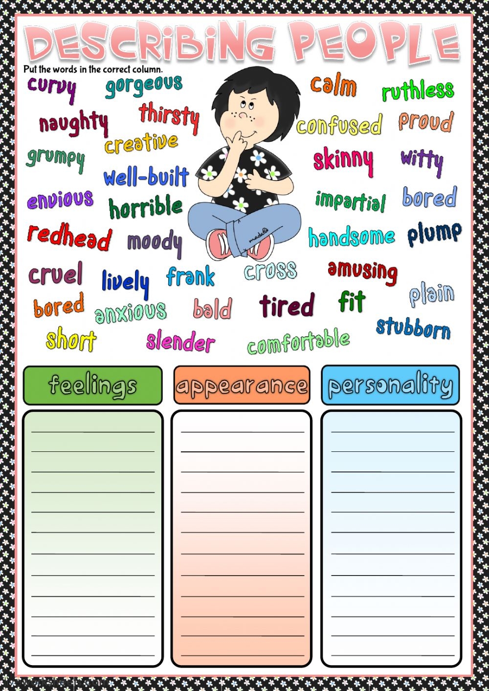 Describing People Adjectives Worksheet Adjectiveworksheets