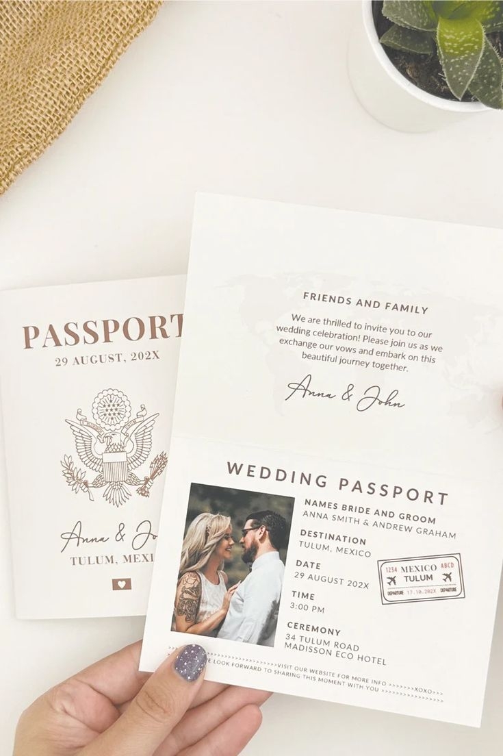 Destination Wedding Invitation Passport Template Boarding Pass 