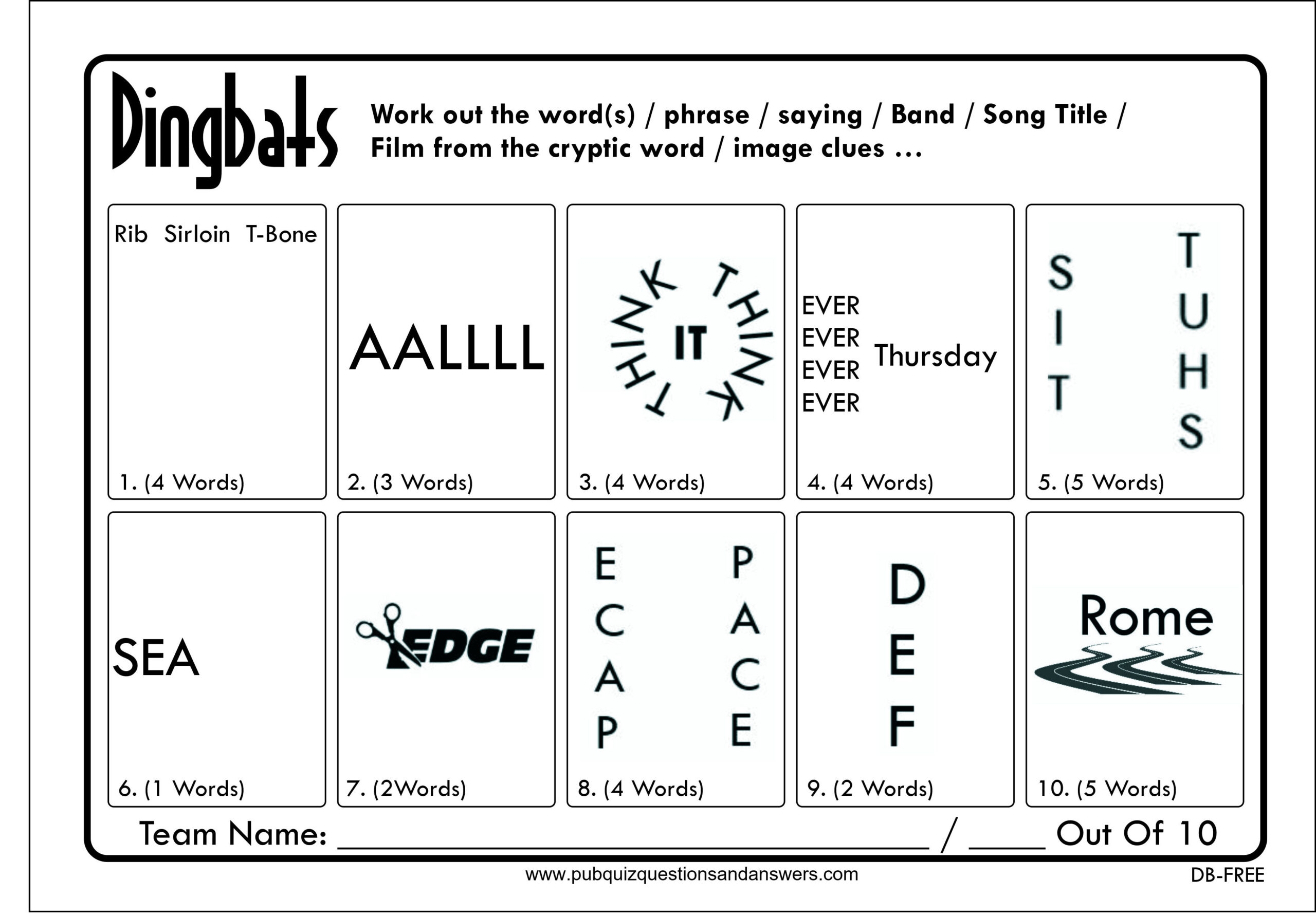 Dingbats Quiz Questions And Answers Printable James Crossword Puzzles