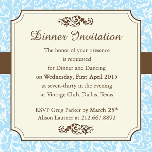 Dinner Party Invitation Template Word